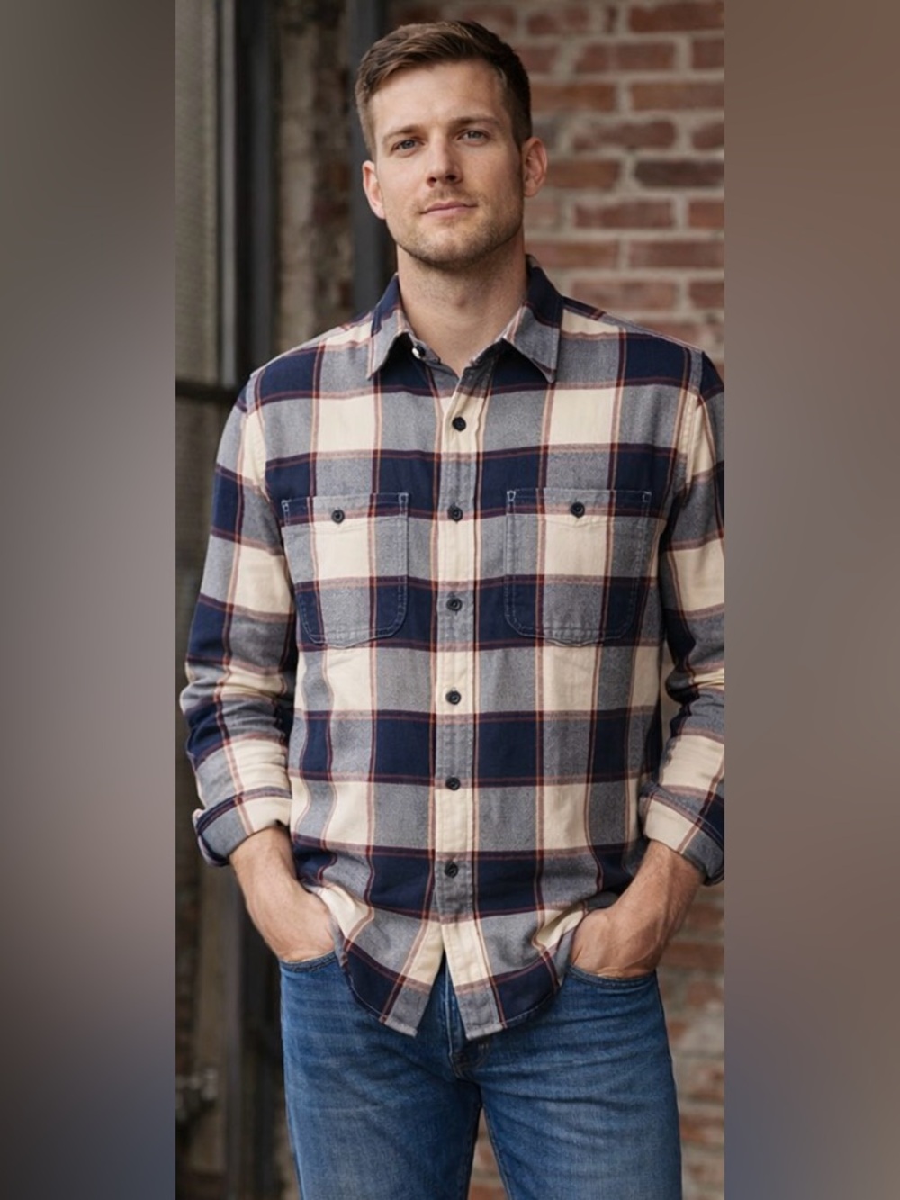 Wallace & Barnes Men’s Flannel Medium J.Crew Premium Workwear Rugged Outdoor
